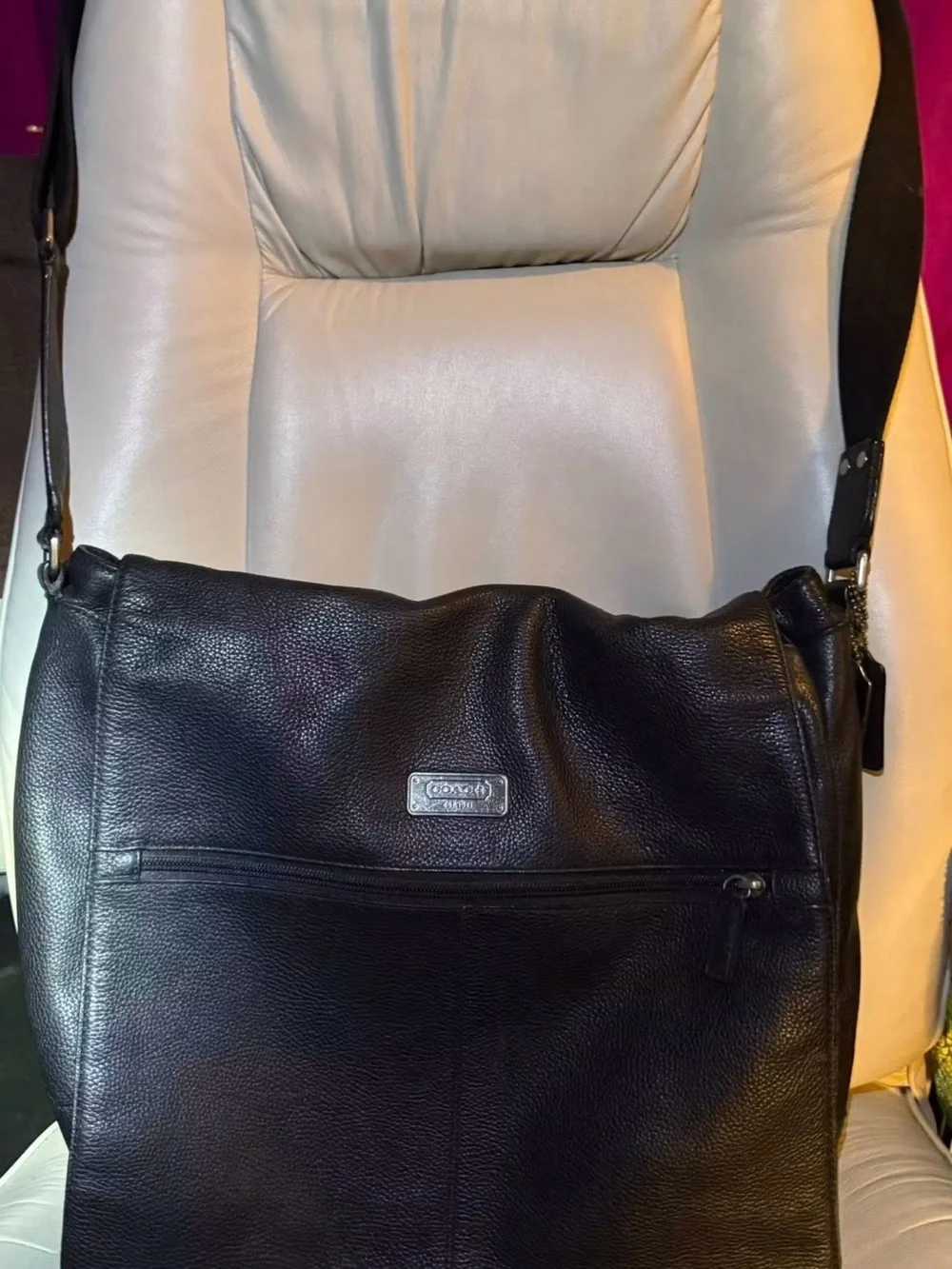 Coach Black Leather Messenger Bag saddle bag men’s vintage